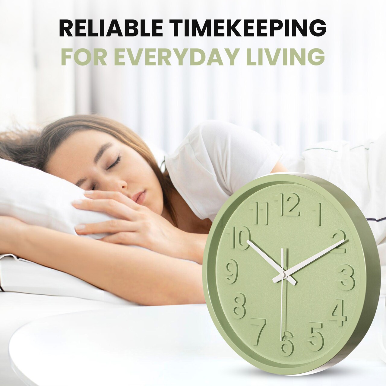 Clockswise 12-Inch Modern Minimalist Round Plastic Wall Clock Bold Arabic Numerals Analog Display Step Movement Easy-to-Read Timepiece for Living Room Kitchen Office Bedroom Wall Decor